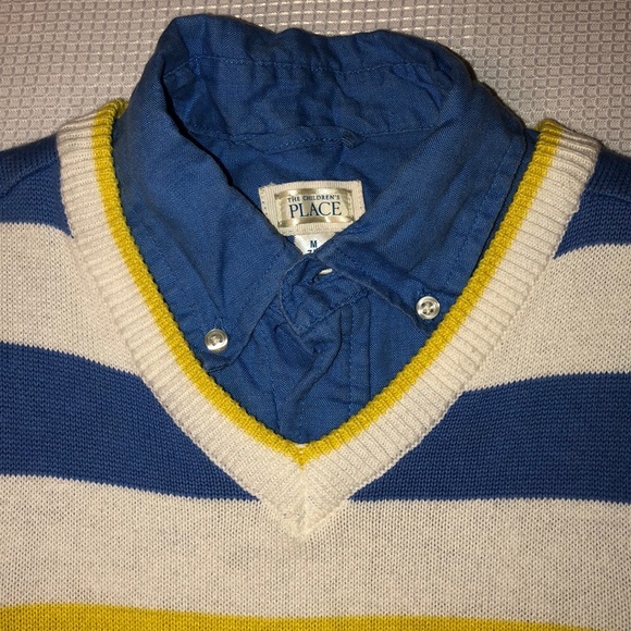 TCP Children’s Place Blue Linen Shirt Vest 7/8 Set - Picture 2 of 3